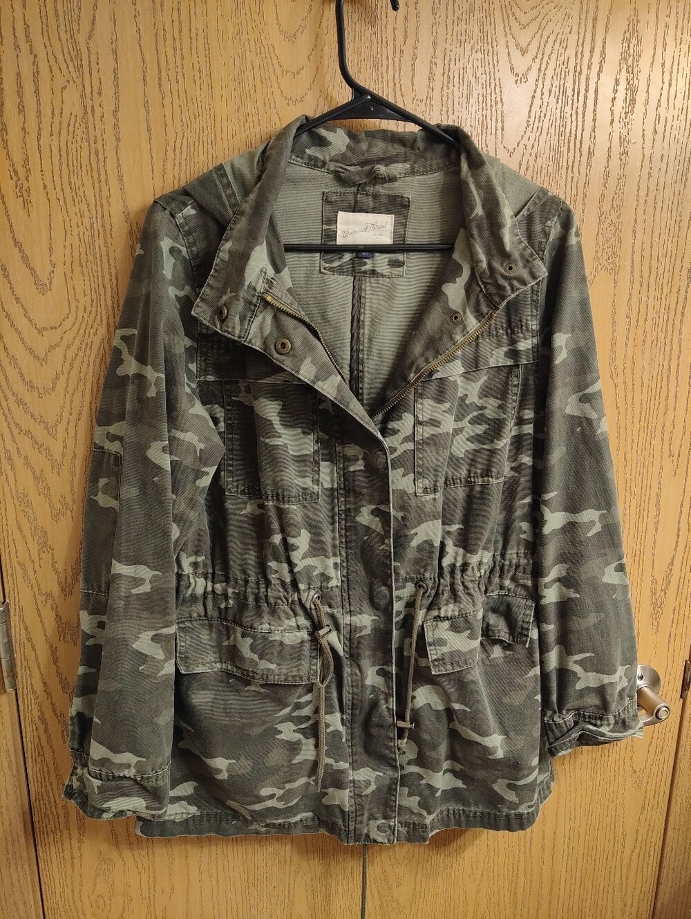 Universal Thread Women's Camo Drawstring Utility Jacket - Olive